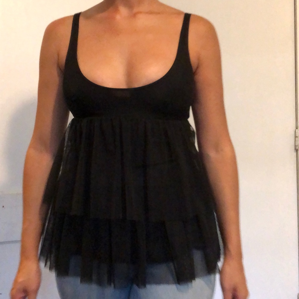 H&M Black Tulle Blouse Size 2/4
